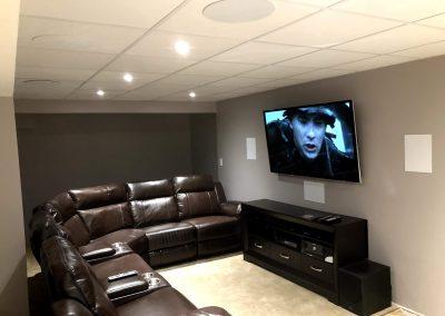 Media Room with 7.1 Speaker Setup with Paradigm Elite In wall and Ceiling Speakers