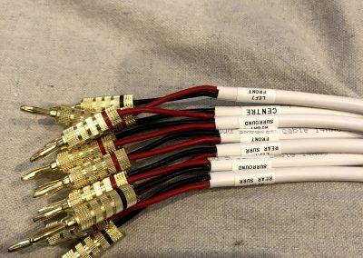Speaker wires with Banana Plugs labelled for Home Theatre