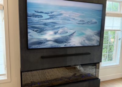 TV Installed on Tile with Sonos Soundbar and wires hidden