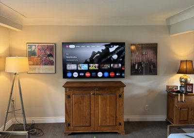 TV Mounted above Fireplace with wires hidden in Hamilton