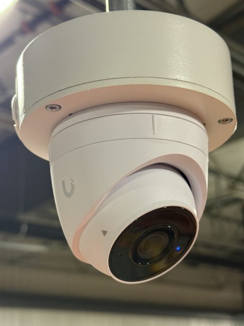 UniFi turret security camera fitted to a ceiling mount