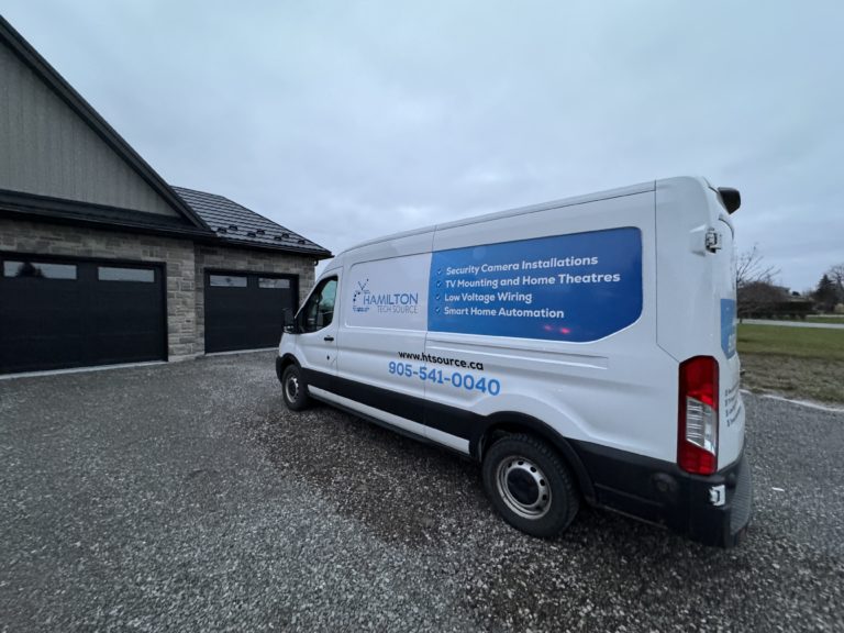 Hamilton Tech Source installation van parked outside a customer's home